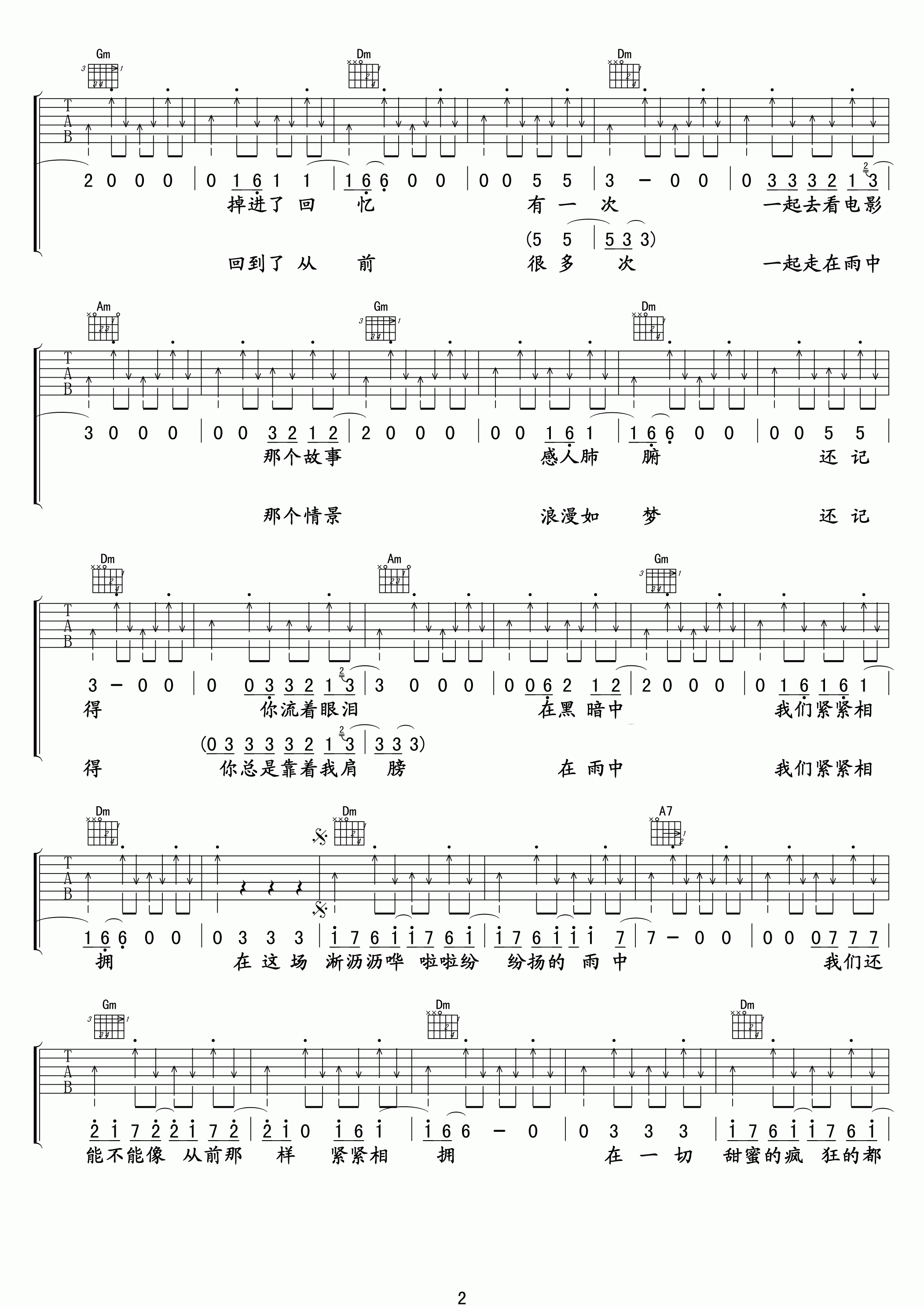 吉他指弹热门歌曲谱_热门歌曲吉他指弹简谱(2)