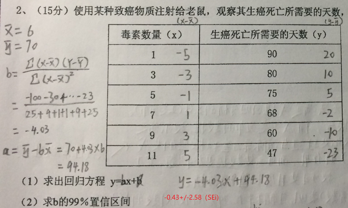 回归方程公式